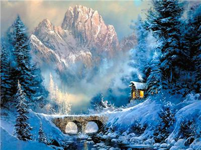 Картина за номерами "Зима в горах" 40 * 50см, крас.-акрил, кисть-3шт. Різнокольоровий Unison (RA3617)