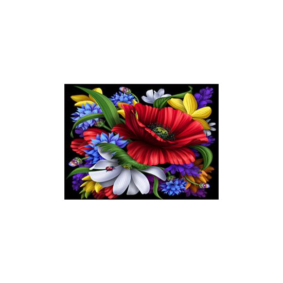 Алмазна мозаїка  за номерами 30*40см "Квіти" карт уп. (Полотно на рамі камені) (GLD60144)