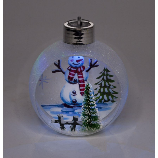 Ялинкова куля LED різним кольором 3D фігура "Сніговик" 11 х 9,5 х 6,5см Білий Unison (9964)