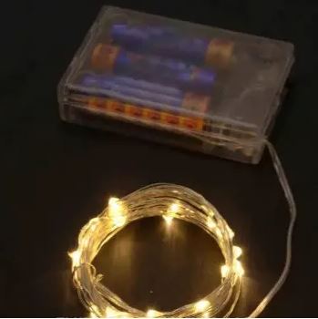 Роса 30 LED  МІКРО батарейка, 3м, білий теплий  (500) Жовтий Unison (1965-07)