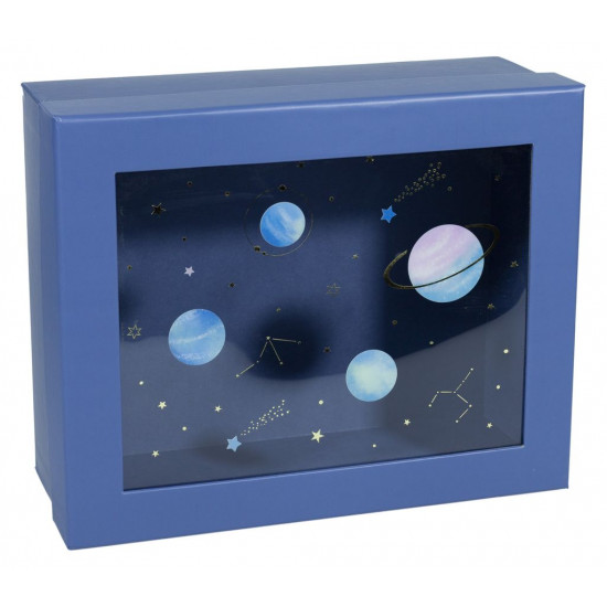 Подарункова коробка 109-2, прямокутна синя, 26х21х10.5cm, з ДЕФЕКТОМ Синій Unison (109-2  №1)
