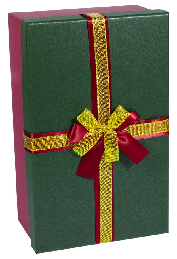 Подарункова коробка 09195-14, прямокутна зелена з червоним, 32х21х13.5cm Unison (09195-14  №1)
