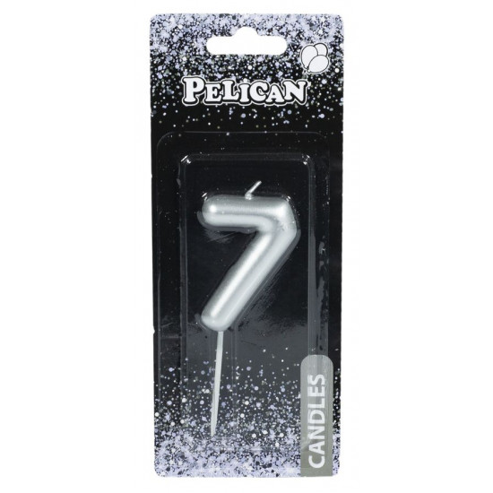 Свічка для торта Pelican "7" СРІБЛО 6см Срібний Pelican (866027)