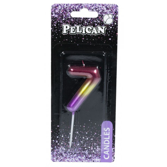 Свічка для торта Pelican "7" РАЙДУЖНА 6см Різнокольоровий Pelican (866067)