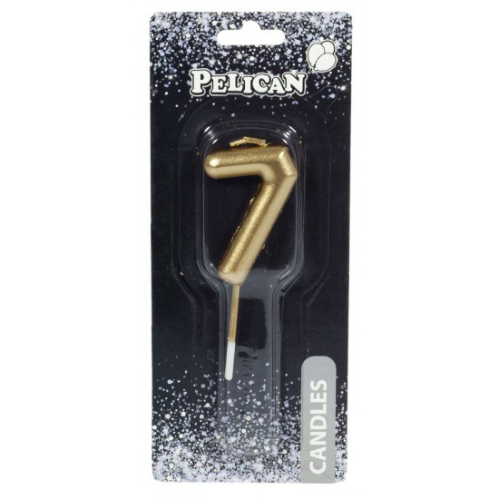 Свічка для торта Pelican, "7" ЗОЛОТО 4,5см Золотий Pelican (864517)