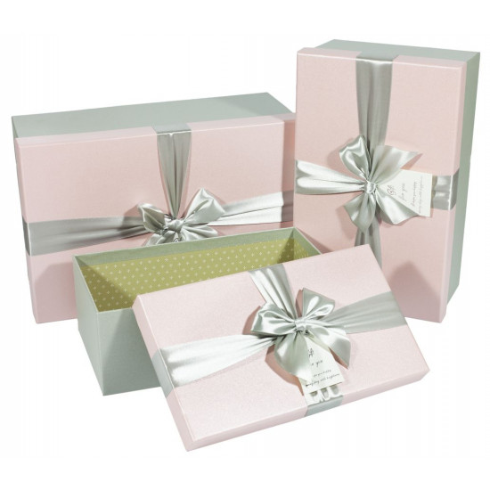 Подарункова коробка 09195-28, прямокутна рожева з сірим, 32х21х13.5cm, з ДЕФЕКТОМ Різнокольоровий Unison (09195-28  №1)