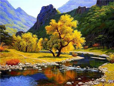 Картина за номерами "Річка в горах" 40 * 50см, крас.-акрил, кисть-3шт. (RA3377)